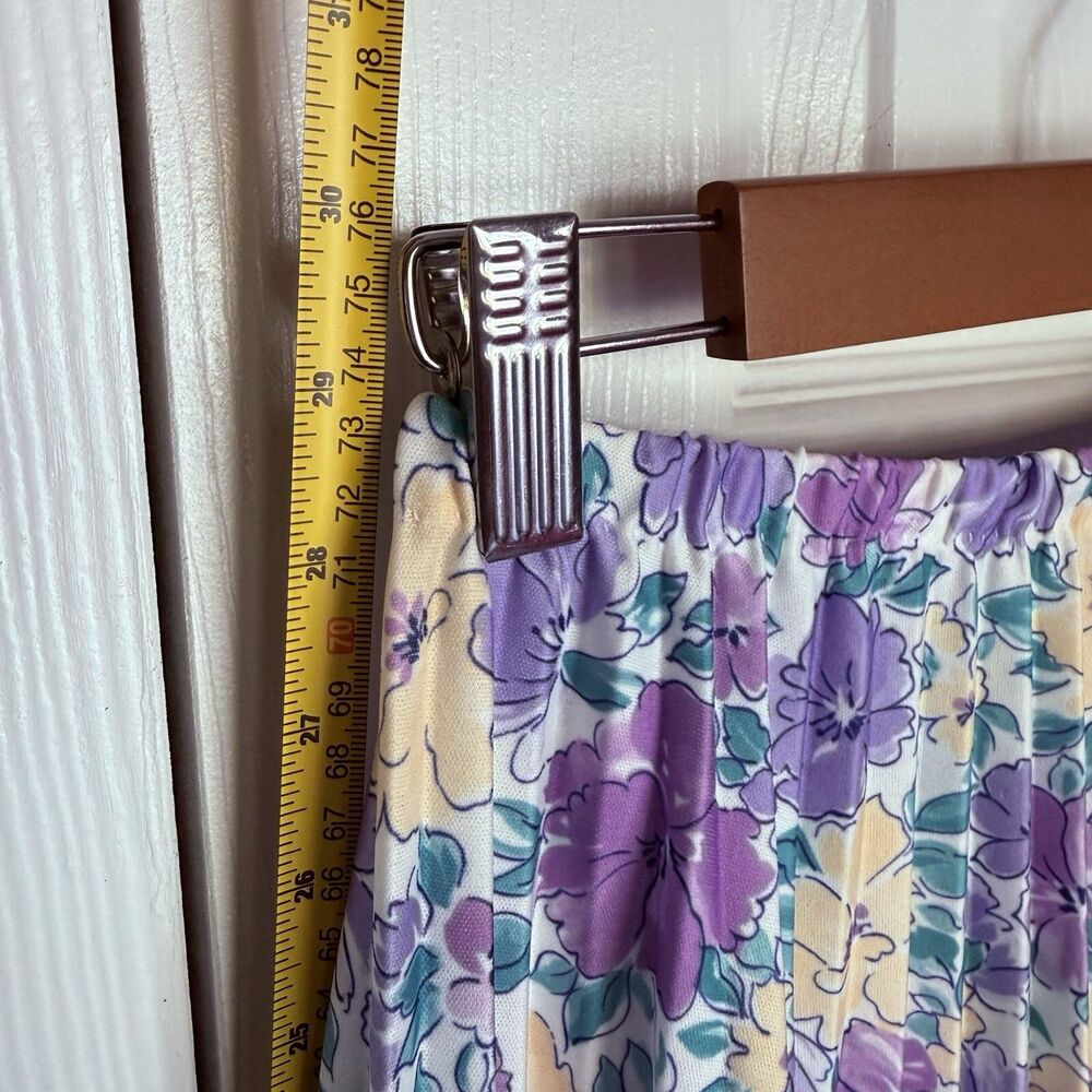 Baroness Waynes Midi Skirt Women Size 12 Purple Pleated Pull On Comfort USA - Picture 9 of 15